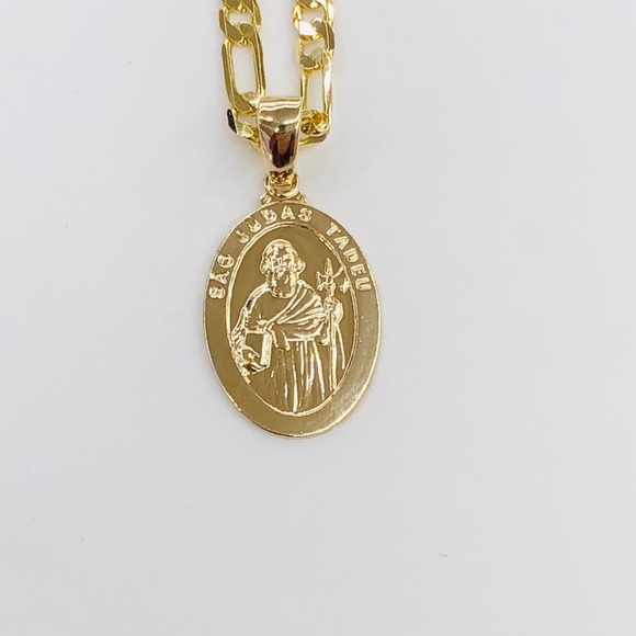 San Judas Tadeo Pendant with Chain Gold Filled - Picture 2 of 7
